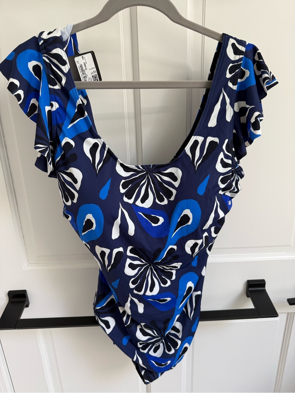 Ulla Popken Navy Blue & Royal Blue Floral One-Piece Swimsuit